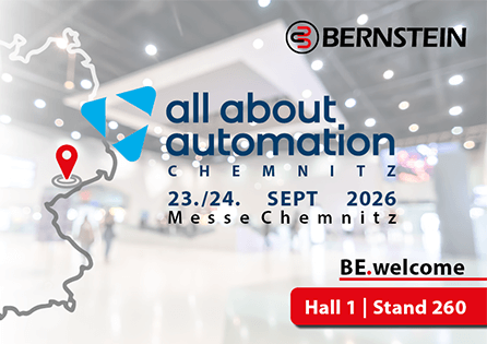 Cover image: all about automation Chemnitz with date, location, and BERNSTEIN booth information