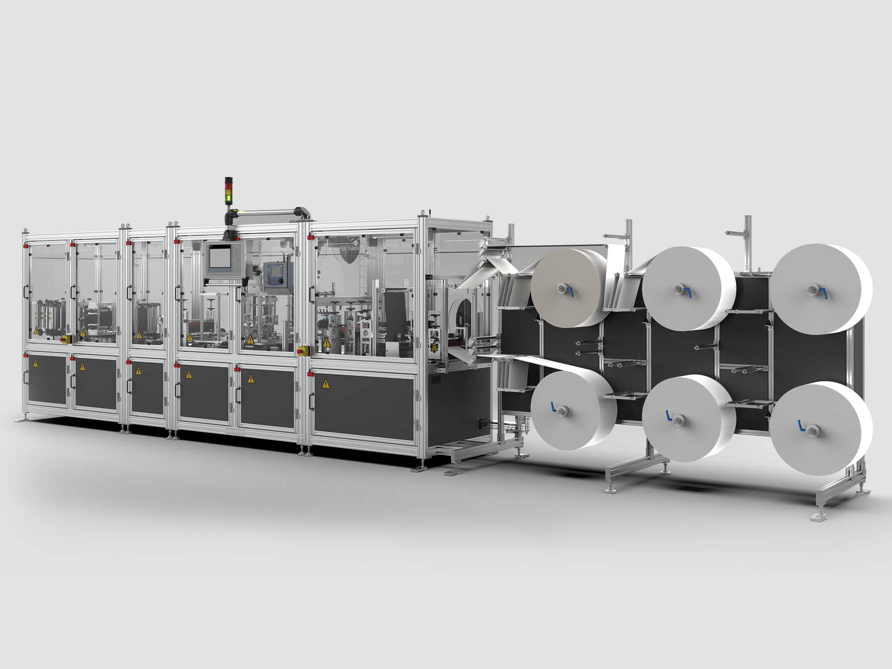 Illustration of a system for the production of protective masks